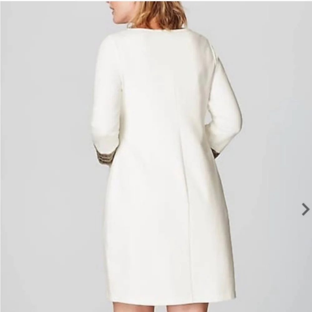 J.Jill NWT OF white short dress  3/4sleeves with bronze and silver rhinestones - Picture 2 of 4